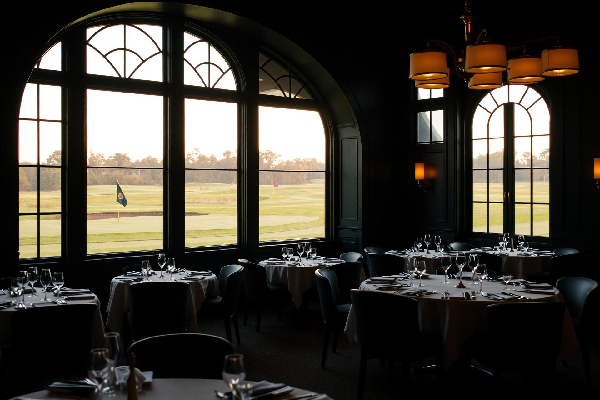 Repas Royal Clubhouse — uitzicht op de green vanuit de brasserie
