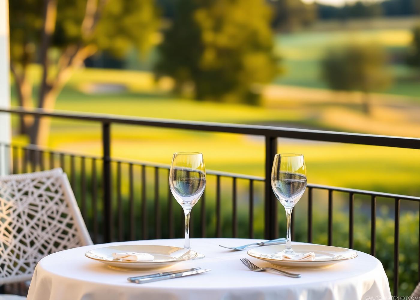 Terras met uitzicht op de baan